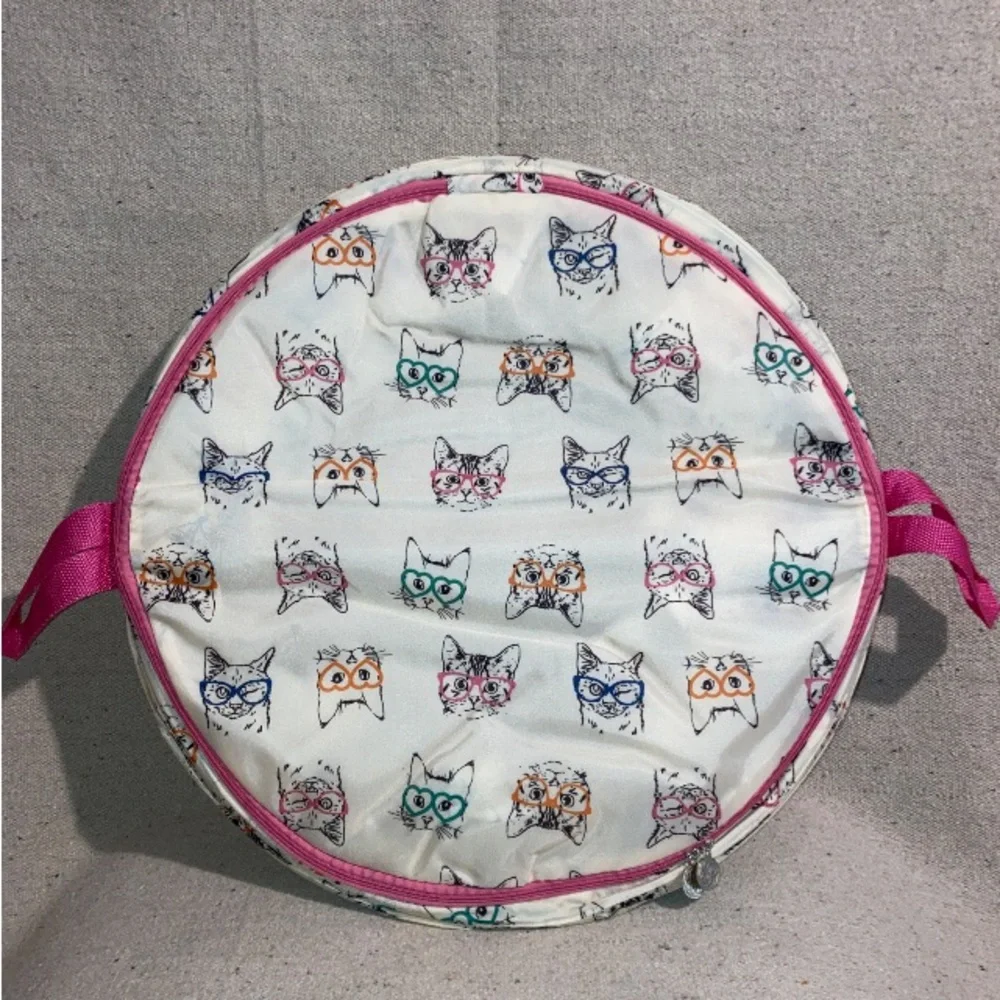 Cat Kitty Print Pop Up Clothes Laundry Hamper Collapsible Handles Novelty New